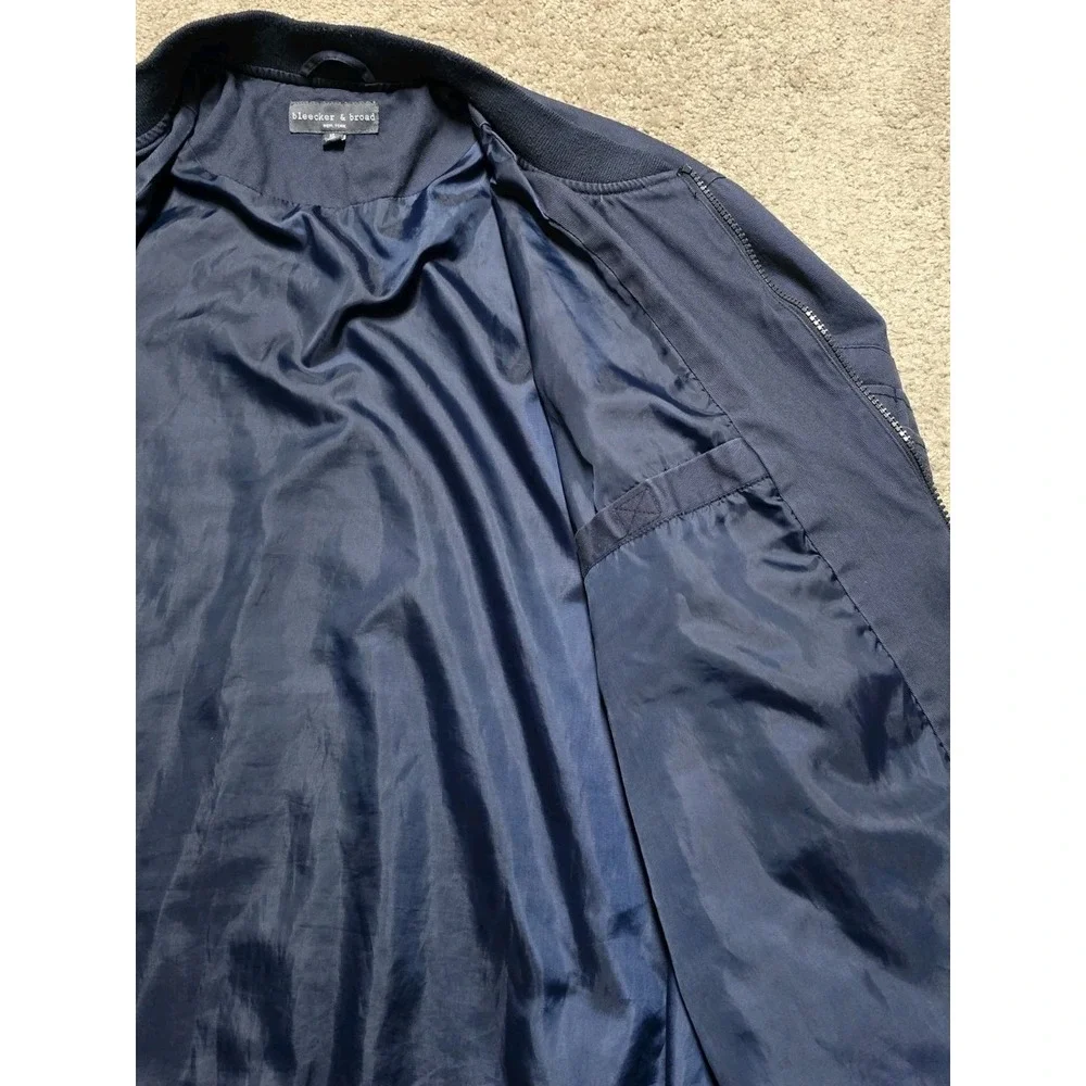 Bleecker & Broad Navy Canvas Bomber Jacket Mens XL Full Zip‎ Military